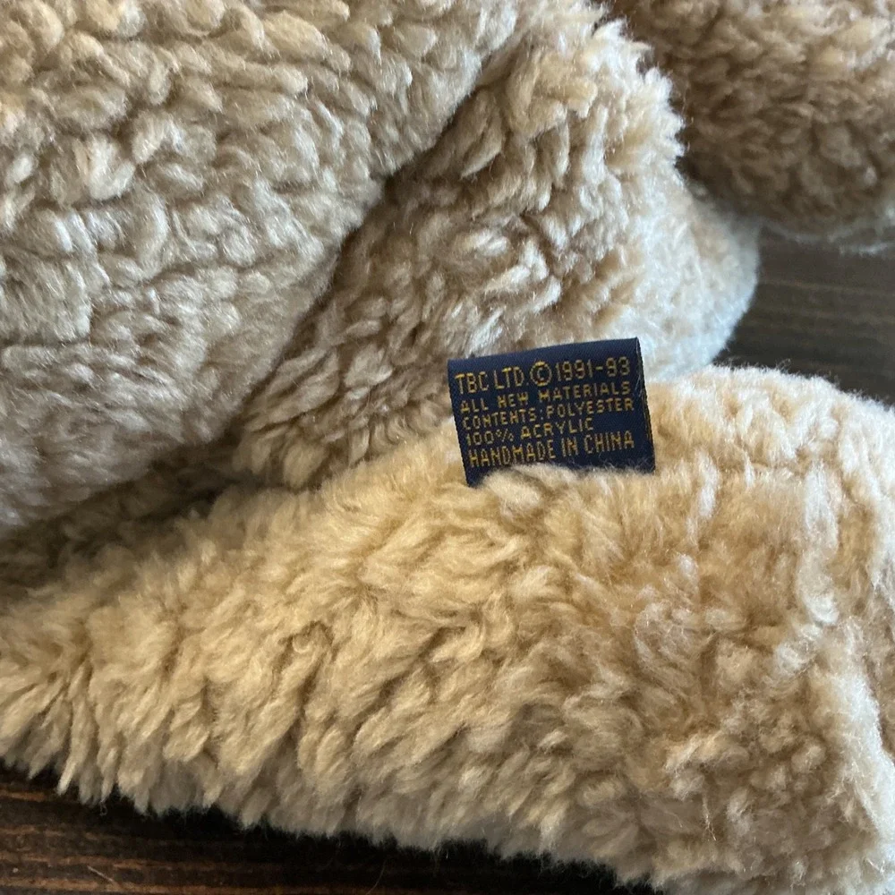 Boyds Collection Bears in the Attic Tan Teddy Bear Navy Blue Ribbon Vintage 18